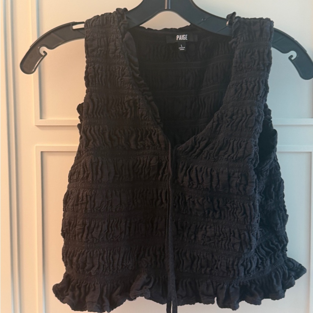 PAIGE Black Textured Women's Blouse